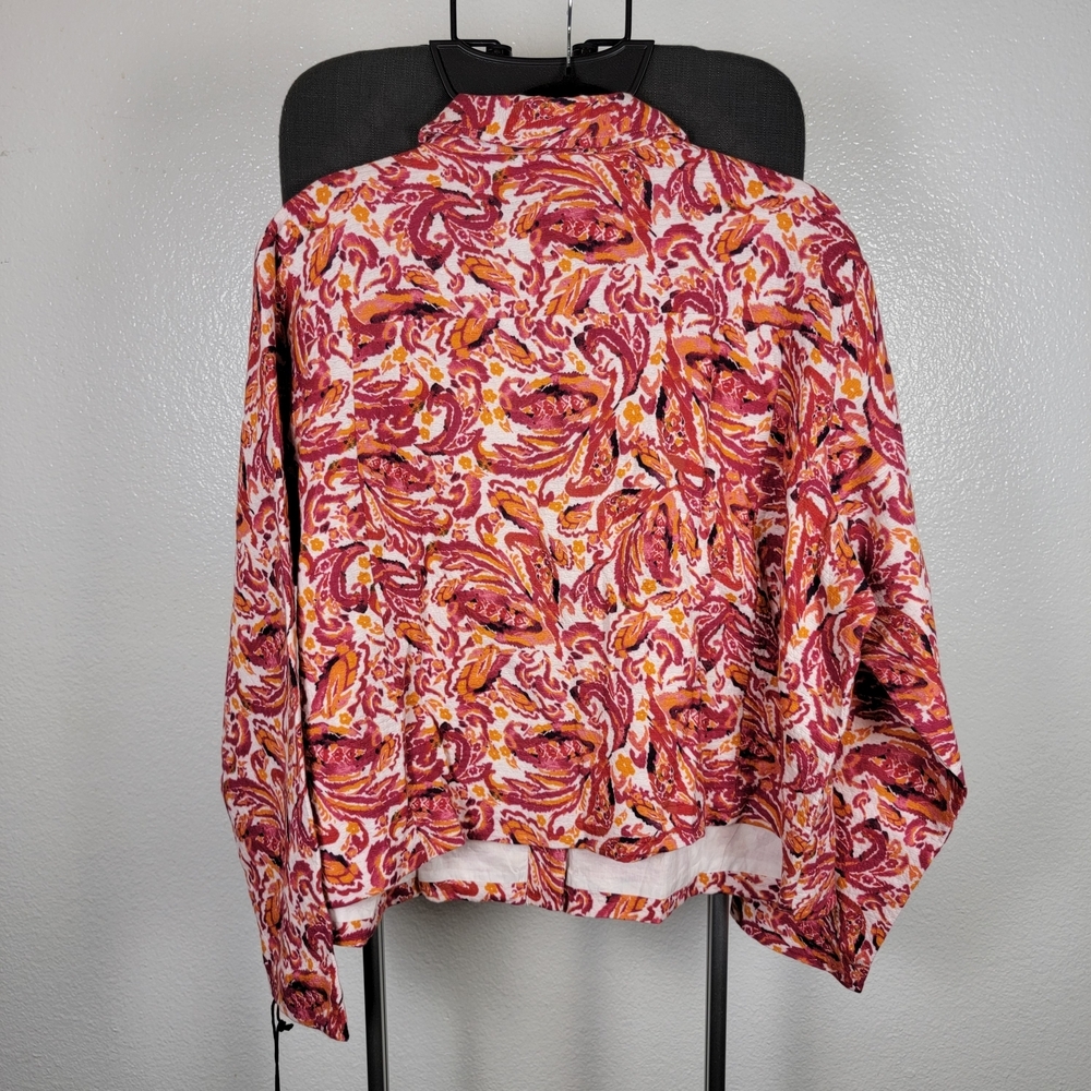 Kathy Ireland Fashion 360 Paradise Pleasure Pink Paisley Crop Jacket Size 2X - Picture 2 of 7